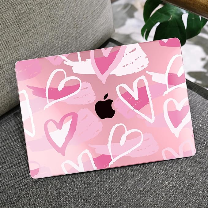 MEEgoodo Case for MacBook Pro 13 inch Case 2022 2021 2020 New A2338 M2/M1 A2251 A2289, Laptop Hard Shell with Keyboard & Camera Cover Compatible with 13 inch MacBook Pro, Fashion Heart Pattern