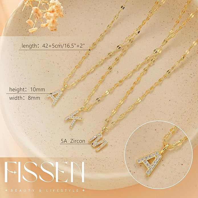 Initial Necklaces for Women,14K Gold Plated Necklaces, A-Z Letter Pendant Charm Necklace Trendy Dainty Hypoallergenic CZ Custom Personalized Name Necklace Gold Jewelry Birthday Christmas Gift for Her