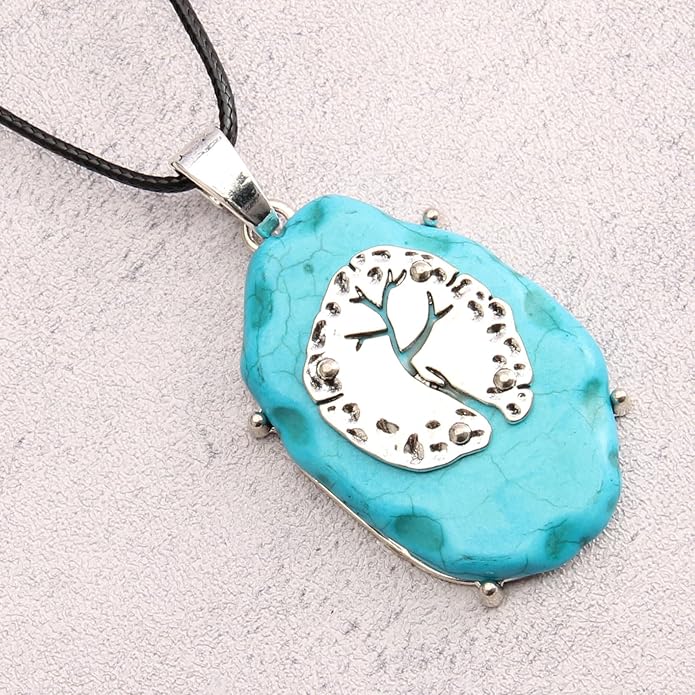 GelConnie Boho Necklaces for Women Vintage Silver Circles Long Pendant Necklace Cowgirl Sweater Necklace Adjustable Leather Choker Necklace for Women