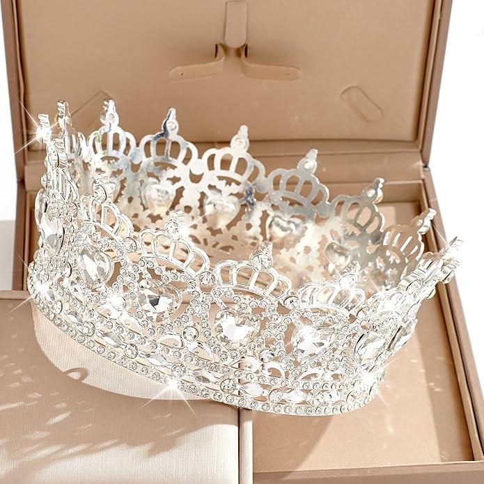 Queen Crown Wedding Rhinestone Heart Crowns and Tiaras for Women Costume Party Hair Accessories Princess BirthdayCrown Crystal Bridal Crown