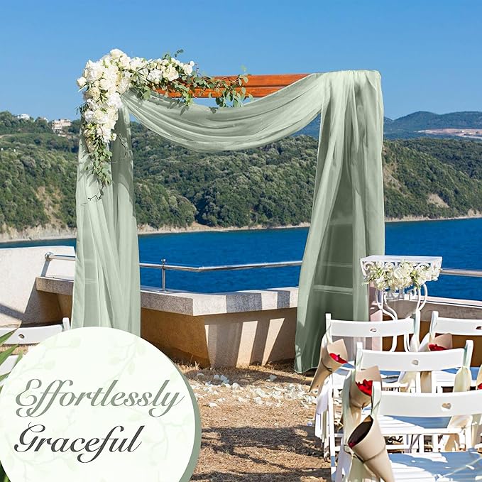 Cheesecloth Table Runner 3 Pack – 35x120 Inch (10ft) Boho Rustic Gauze Cloth Runners – Crinkle Polyester Table Decor for Wedding, Baby Shower, Bridal Shower, Birthday Party and More (Sage Green)