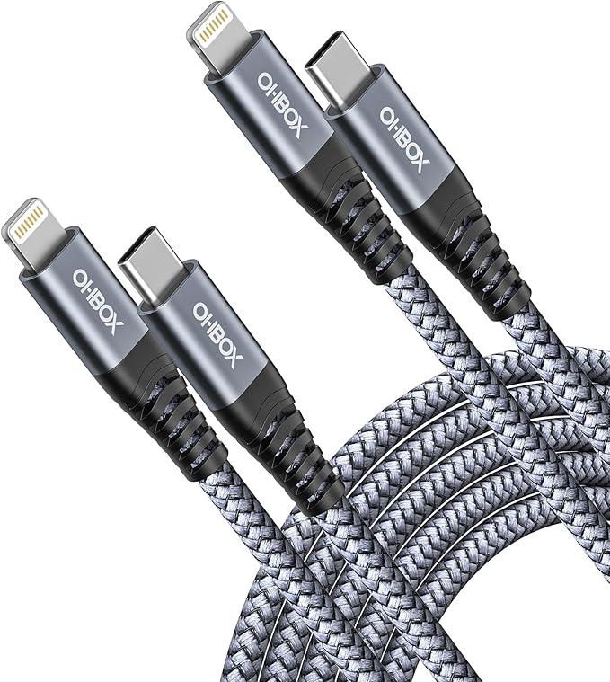 ohbox USB C to Lightning Cable 6FT 2Pack MFi Certified USBC iPhone Charger Cord Heavy Duty Type C iPhone Cable Compatible with iPhone 14 13 12 11 Pro Max Mini 8 Plus SE iPad and More