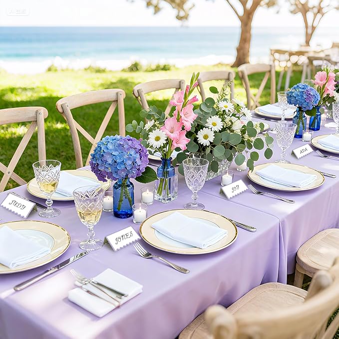 150 PCS Purple Scalloped Place Cards 2 x 3.5 Inch Blank Tented Place Card Name Cardstock Seat Assignment Label Card Reserved Table Signs Seating Signs for Birthday Party Wedding Setting