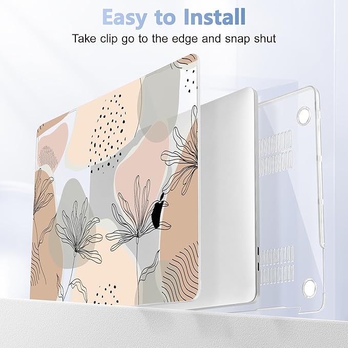 May Chen Compatible with MacBook Pro 13 inch Case 2022 2021 2020 Release Models A2338 M2 M1 A2251 A2289, Hard Hard Shell Case with Keyboard Cover for MacBook Pro 13 inch, Flowers and Leaves