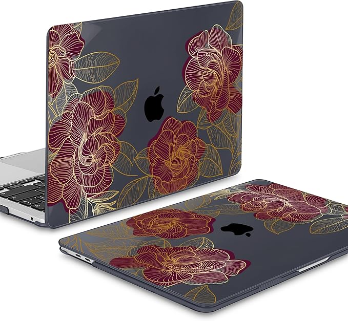 Mektron for MacBook Pro 13-inch Case 2022 2021 2020 Release A2338 M2 M1 A2289 A2251, Printed Plastic Hard Shell Cover for New MacBook Pro 13.3-inch Touch Bar Fits Touch ID，A-Golden Rose
