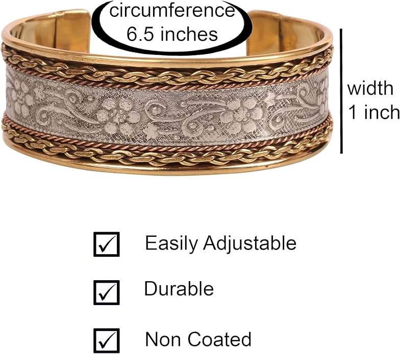 Touchstone Indian Bollywood Handcrafted Slip In Easy To Wear Stylish Wrist Enhancer Designer Broad Jewelry Cuff Bracelet For Women and Men.