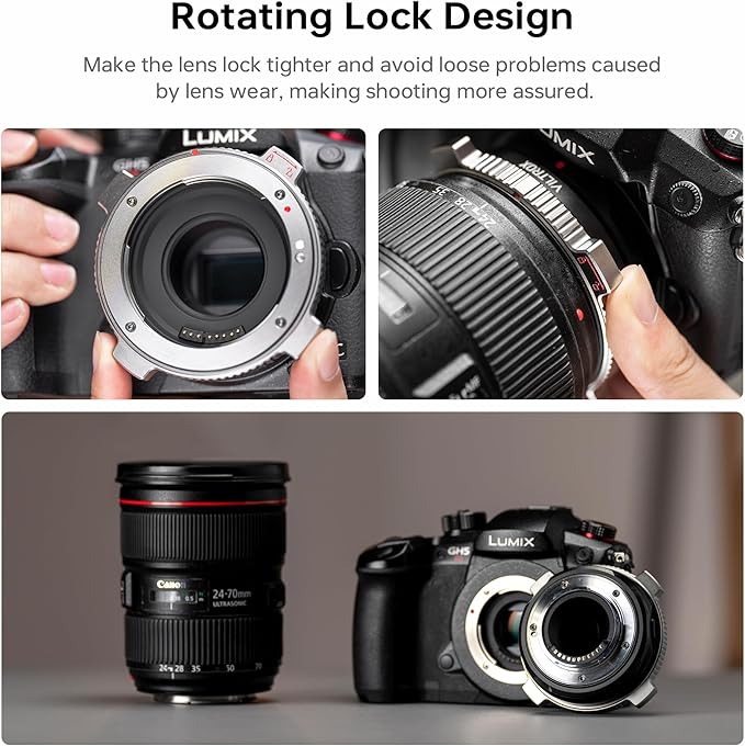 VILTROX EF-M1 Pro Lens Adapter, Auto Focus Ring Mount Adapter Lens Converter with Security Lock Compatible with Canon EOS EF/EF-S Lens to M4/3 MFT GH4 GH5 GF6 GX7 E-M5 E-M10II E-PL5 Cameras