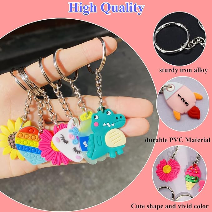 30pcs Different Keychains Bulk, Cute Keychain Key Chain Charms for Bag Key Backpack Decoration Party Favor