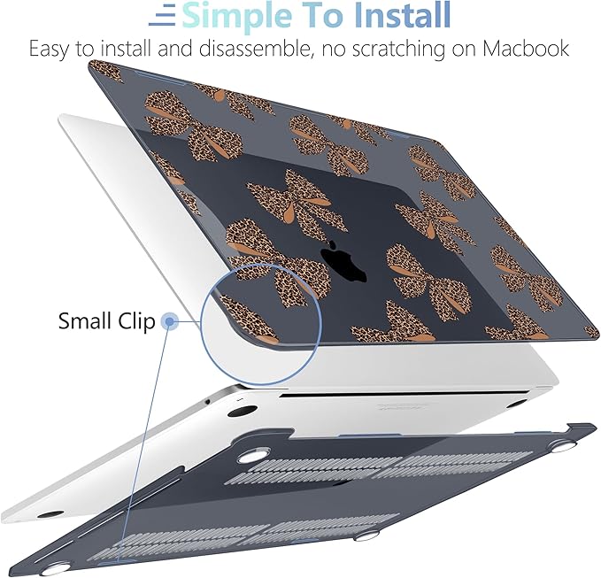 MEEgoodo Case for MacBook Pro 13 inch Case 2022 2021 2020 New A2338 M2/M1 A2251 A2289, Laptop Hard Shell with Keyboard & Camera Cover Compatible with 13 inch MacBook Pro, Leopard Print Bows