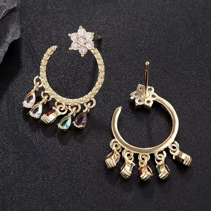 Gold Flower Statement Earrings for Women, Large Chunky Bohomian Summer Beach Floral Earring, Irregular Bold Exaggerated Earrings