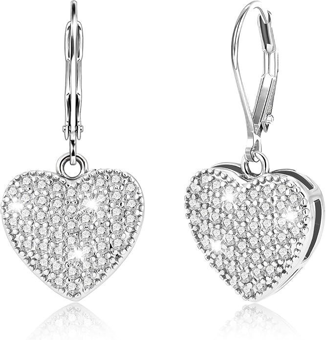 ALEXCRAFT 925 Sterling Silver Dangle Earrings, 14K Gold Plated Heart Waterdrop Earring for Women Trendy Hypoallergenic Leverback Earings Wedding Cubic Zirconia Dangle Earrings Jewelry for Women