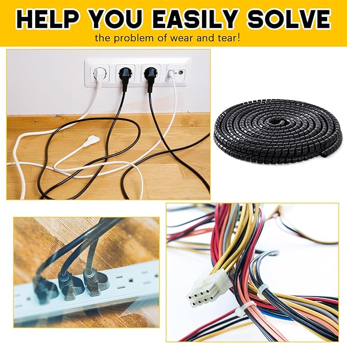 Spiral Wrap Cable Protector, Safe 1.25" Od x 40' Pre Cut Lengths Hydraulic Hose Protector Wrap to Avoid Wear and Extend Life for Hydraulic Pneumatic Hoses