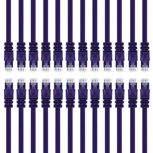 GearIT 24-Pack, Cat5e Ethernet Patch Cable 3 Feet - Snagless RJ45 Computer LAN Network Cord, Purple - Compatible with 24 48 Port Switch POE Rackmount 24port Gigabit