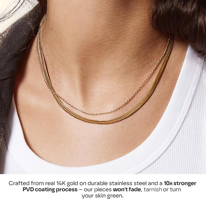 Hey Harper Gold Necklace For Women Trendy Necklace - 14K Golden PVD Coating Waterproof & Sweatproof Non Tarnish Jewelry Chain Necklaces