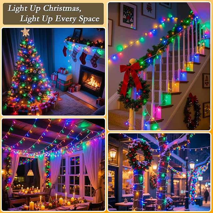 66FT 200 LED Christmas Tree Lights, Bright Warm White to Multicolor Outdoor Christmas String Lights for House, Fairy Lights with 11 Modes, Waterproof & Durable Indoor Outdoor Decor