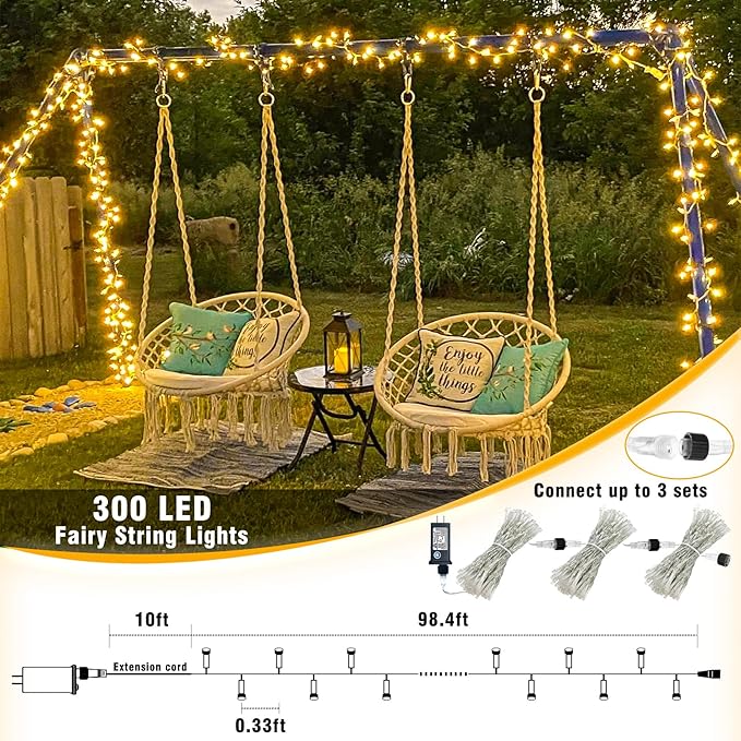 300 LED Christmas Lights Outdoor Indoor 100ft Connectable Warm White Christmas Lights 8 Modes Clear Wire Waterproof, Plug in Twinkle Fairy String Light for Bedroom Wedding Party Xmars Tree Decorations