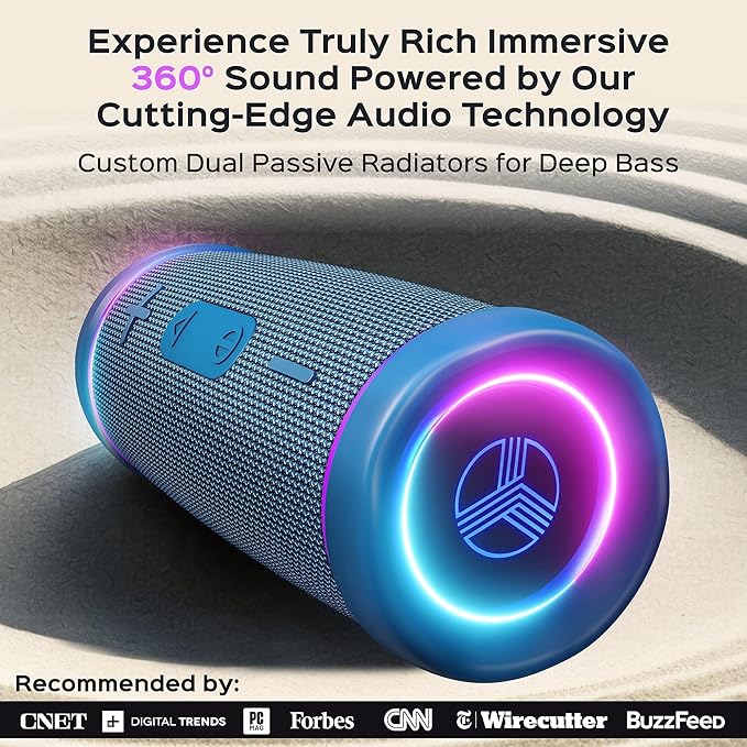 TREBLAB HD77 - Portable Bluetooth Speaker - Powerful 360° Sound, 30W Audio with Impactful Bass, 20H Battery, IPX6 Waterproof, Shockproof, TWS Stereo, Speaker Bluetooth Wireless for Outdoor, Beach Pool