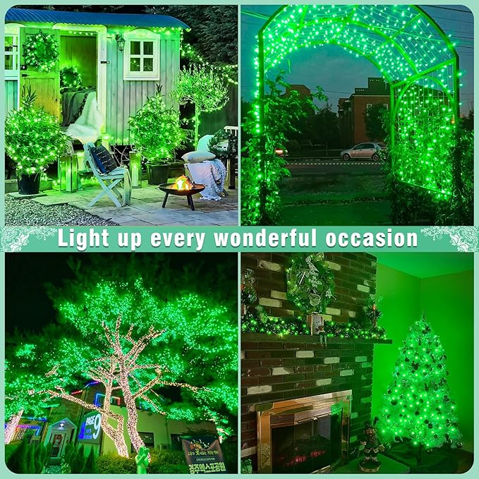66FT 200 LED Christmas Lights Outdoor, Plug in Christmas String Lights Indoor, Waterproof & 8 Modes & Timer Function, Connectable Fairy Twinkle Light for Home Room Yard Christmas Decor, Green