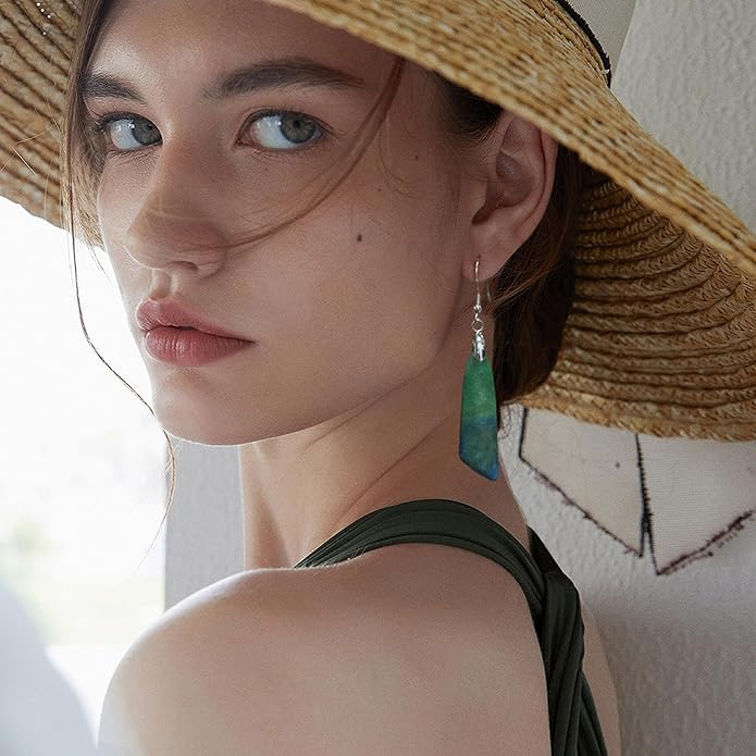 SELOVO Jasper Stone Earrings for Women Trendy Dangle Earrings Fishhook Drop Earrings