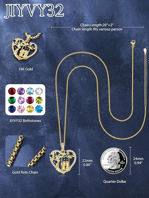 14K Gold Tree of Life Necklace for Sister Christmas Gifts from Sister,Heart Jewelry with Birthstone Pendant for Women Female Friendship Forever My Friend