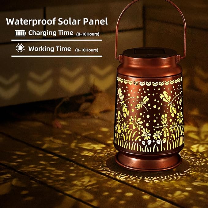 Solar Lanterns Outdoor Waterproof Gifts for Women Grandma Gifts for Mom Butterfly Garden Decor Solar Hanging Lantern Metal 3 Pack for Patio Yard Festival Pathway Landscape
