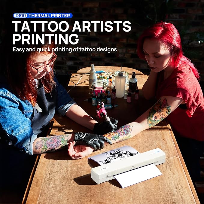 POLONO Portable Printer Wireless for Travel, D810 Bluetooth Thermal Printer Support for 8.5"x11" US Letter, Beige