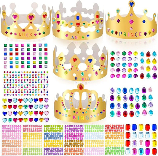 Gold Paper Crowns, Diy Birthday King Crowns Craft to Decorate, Paper Prince Princess Crown Hats for School Classroom