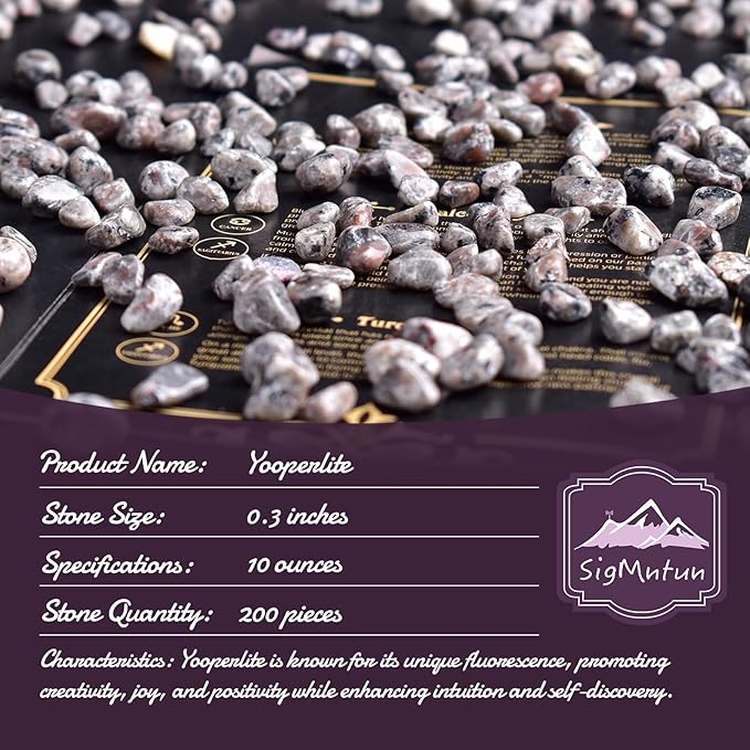 Polished Yooperlite Crystal Chips 200 Pcs - 0.3" 10 oz Tumbled Stone Chips Crushed Sea Glass Stones Healing Reiki Crystal Making Home Decoration