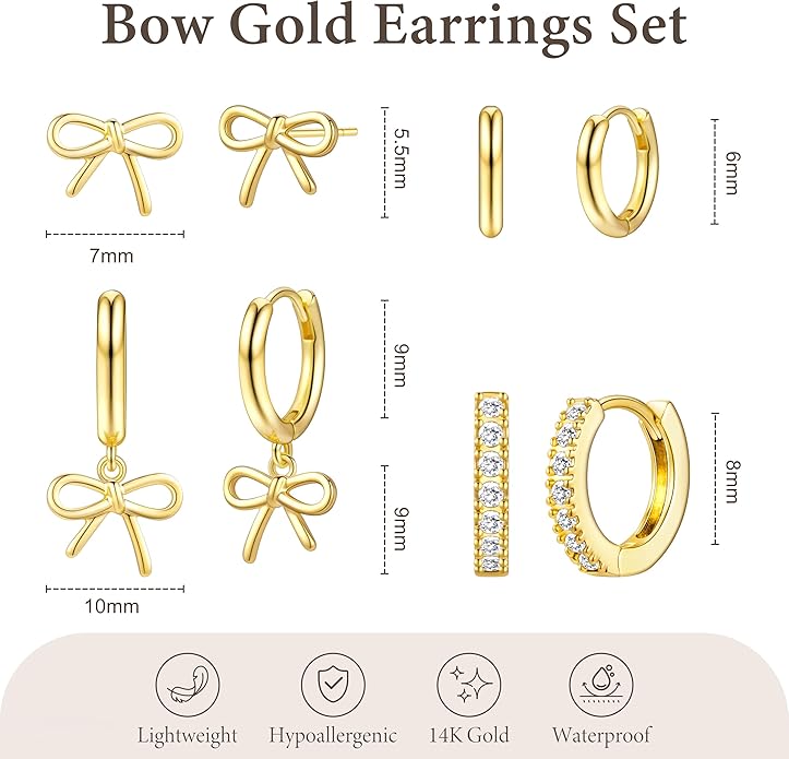 Small Gold Huggie Hoop Earrings Set for Women Men Hypoallergenic 14K Plated Stack Cartilage Earrings, Multiple Piercing Lightweight Mini Thin Cute Dainty Trendy Jewelry Set Christmas Gifts for Women