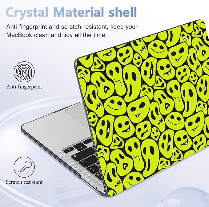 Case for MacBook Pro 13 inch with/Without Touch Bar (2016-2022, M2 A2338 M1 A2289 A2251 A2159 A1989 A1706 A1708), Hard Shell + Keyboard Cover + Dust Plug, Distorted Emoticon