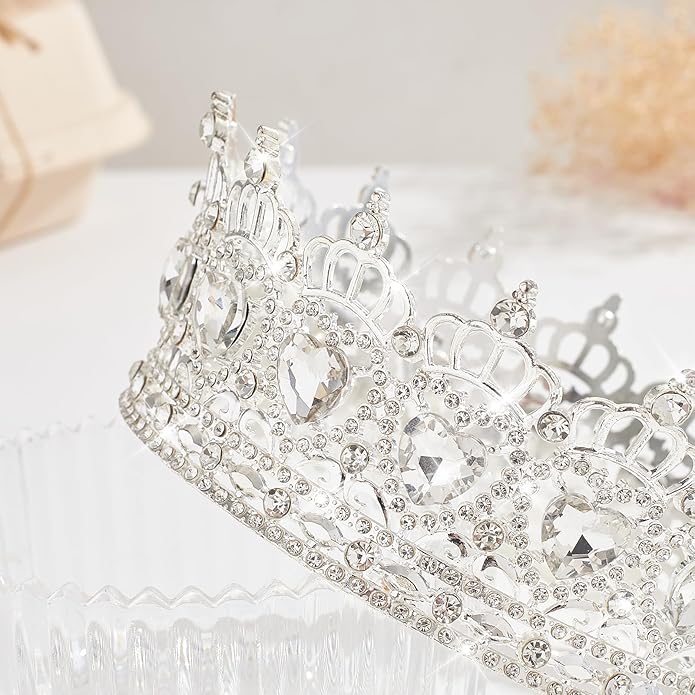Queen Crown Wedding Rhinestone Heart Crowns and Tiaras for Women Costume Party Hair Accessories Princess BirthdayCrown Crystal Bridal Crown
