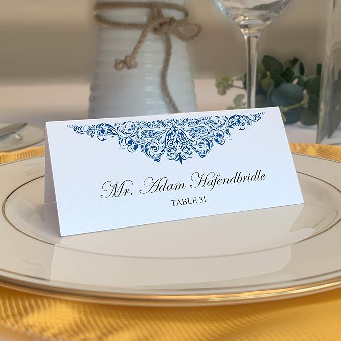 Paisley Place Cards, Royal Blue (Choose Color), Set of 150, Pre-cut and Scored - Wedding, Party, Dinner, and Special Events - Made in the USA