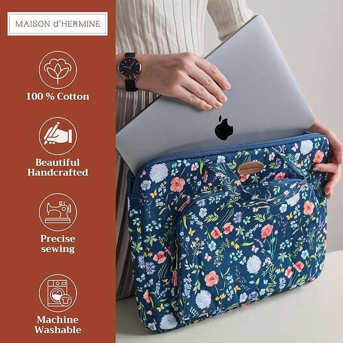 Maison d'Hermine Laptop bag with front pocket Stain and water repellent Cotton canvas