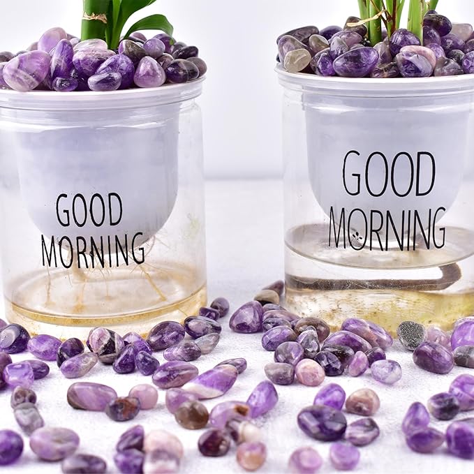 Polished Amethyst Crystal Chips Set, 0.4", 128 Pcs - Handpicked Tumbled Stones and Crystals Bulk for Healing, Reiki, Meditation, Witchcraft and Home Decor