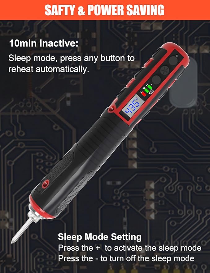 FrogBro Cordless Soldering Iron with Adjustable Cordless Temperature 392°F-842°F Type-C Fast Charging, LED Display, Portable Rechargeable Soldering Kit，Auto Sleep/Shut-Off & Safety Lock