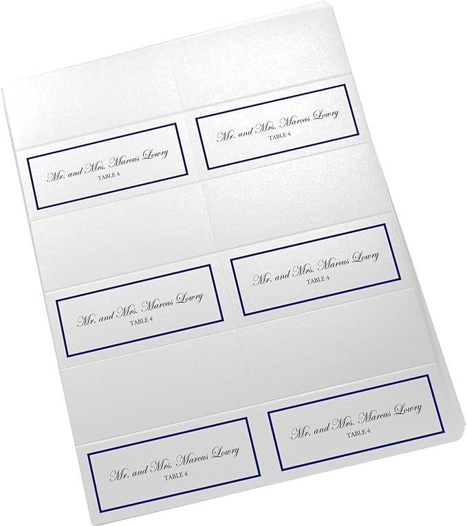 Single Line Border Printable Place Cards, Navy (Choose Color), Set of 60 (10 Sheets), Laser & Inkjet Printers - Wedding, Party, Dinner, and Special Events - Made in the USA