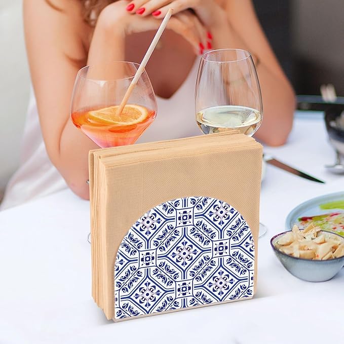 Napkin Holder, Blue and White acrylic Napkin Holder for Table Standing Napkin Holders for Table, Kitchen & Dining Room Decor