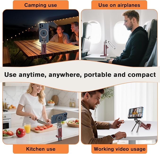 Airplane Phone Holder Mount,360° Adjustable Hands-Free Mount,Flying Desk Home Long Flight Must Haves Accessories,for iPhone 16 15 14 Pro Max