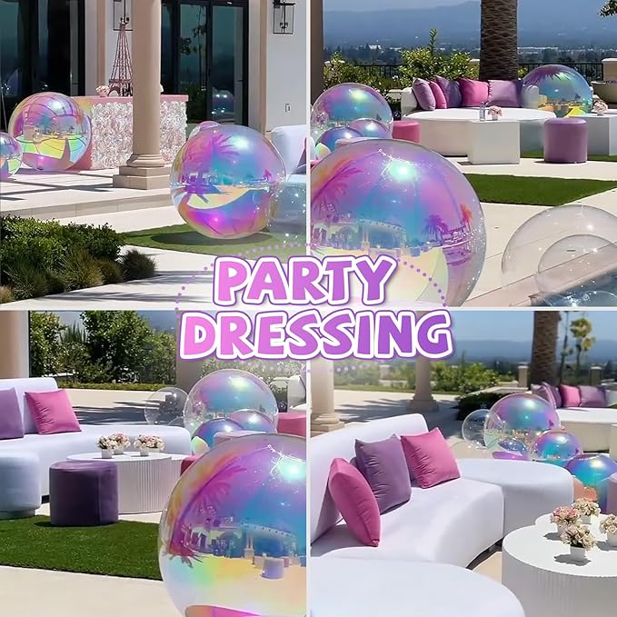 19.6in Inflatable Mirror Ball,Shiny Inflatable Ball Silver/Gold/Iridescent,PVC Hanging Large Disco Balls Decor for Party, Concerts, Stage, Wedding Decoration (1 Piece,Without Air Pump)
