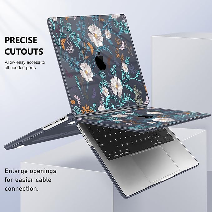 for MacBook Pro 16 inch Case 2021 2022 2023 2024 Release A3186 A3403 M4 A2991 M3 A2780 M2 A2485 M1 Pro/Max, Hard Shell Case with Screen Protector & Keyboard Cover, Rustic Flowers