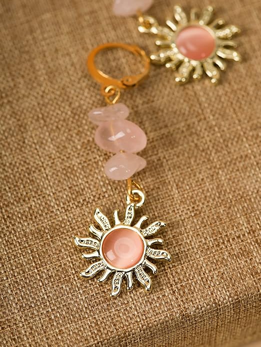 Sacina Boho Hippie Gothic Crystal Celestial Sun Earrings, Boho Earrings, Hippie Jewelry, Christmas Jewelry Gift For Women