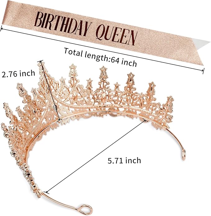 Gold Crown for Women Crystal Princess Tiaras Rhinestone Queen Headband Wedding Bridal Hair Accessories Birthday Prom Pageant Party Coming of Age Ceremony Photo Props