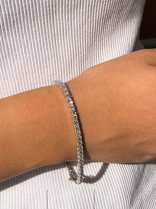 Original Classics 1.0 Cttw Miracle Set White Diamond Round Faceted Bezel Tennis Bracelet (I-J Color, I3 Clarity) - Choice of Metal Color and Size