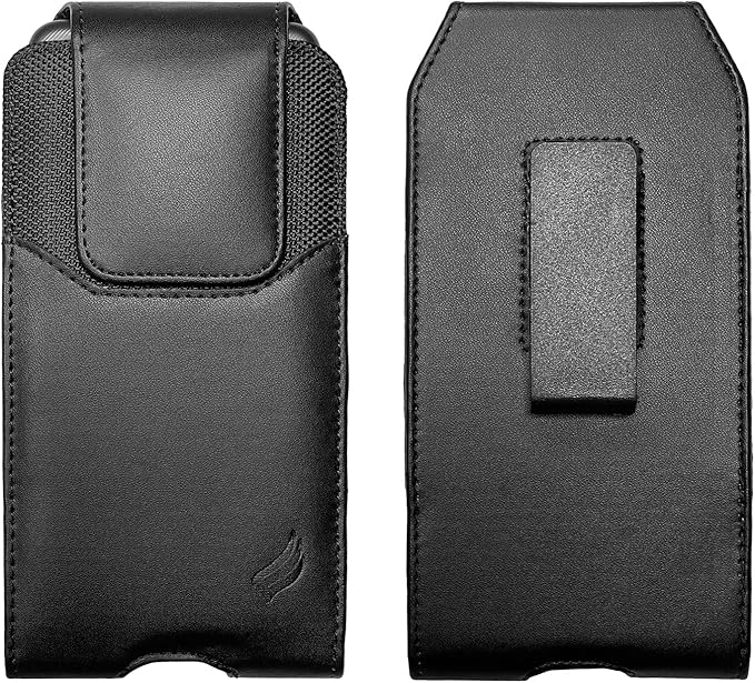 Leather Cell Phone Holster for Boost Celero 5G, Motorola Moto G 5G, Moto G Power 2021/2022/2023/2024, TCL 30 40 50 60 XE, XL, Vertical Case Waist Carrying Pouch with Belt Clip/Loops, Black