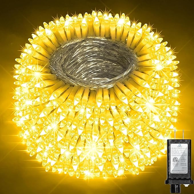 750 LED 240FT Christmas String Lights Outdoor, 12 Pro Modes and Timer Memory & Brightness, Plug in Outdoor Waterproof Clear Wire Twinkle Light for for Xmas Yard Tree Wedding Party Decor (Warm White)