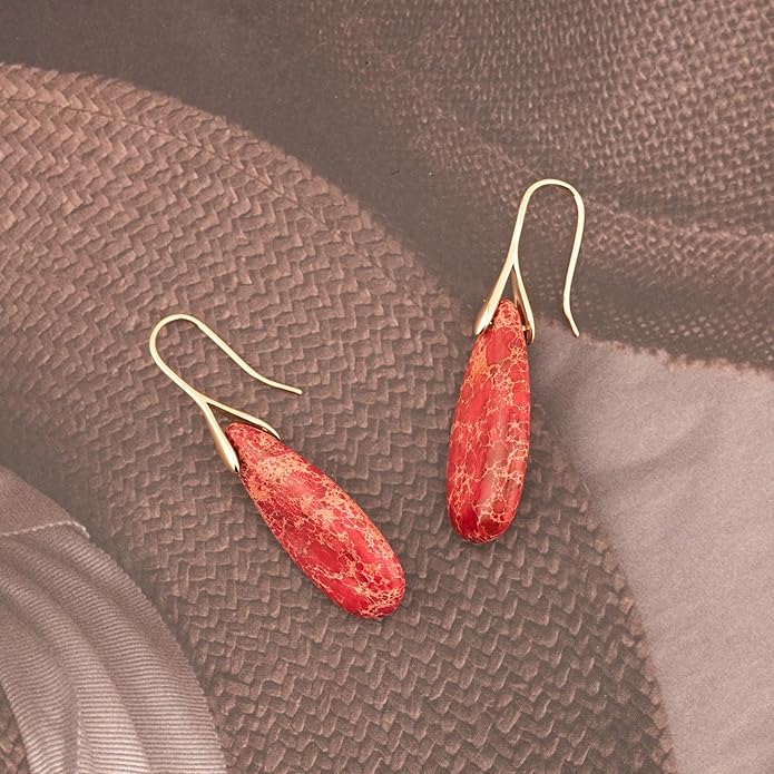 Natural Healing Stone Fishhoop Dangle Drop Earrings Statement Gold silver earrings