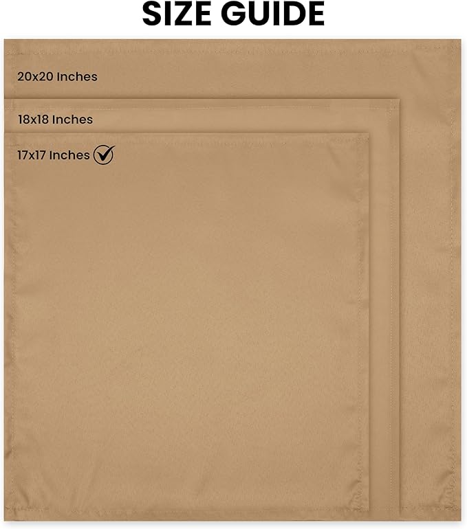 Utopia Home [24 Pack, Beige] Cloth Napkins 17x17 Inches, 100% Polyester Hemmed Edges, Washable and Reusable Ideal for Parties, Weddings and Dinners