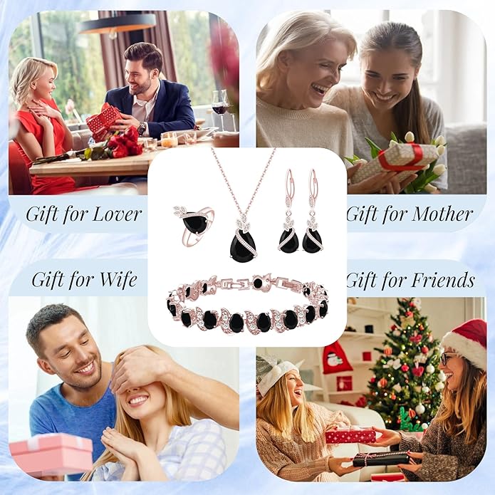 GZWHD Jewelry Set for Women CZ Earrings Necklace Ring Bracelet Set Prom Party Wedding Jewelry Gift for Mother Friend Wife
