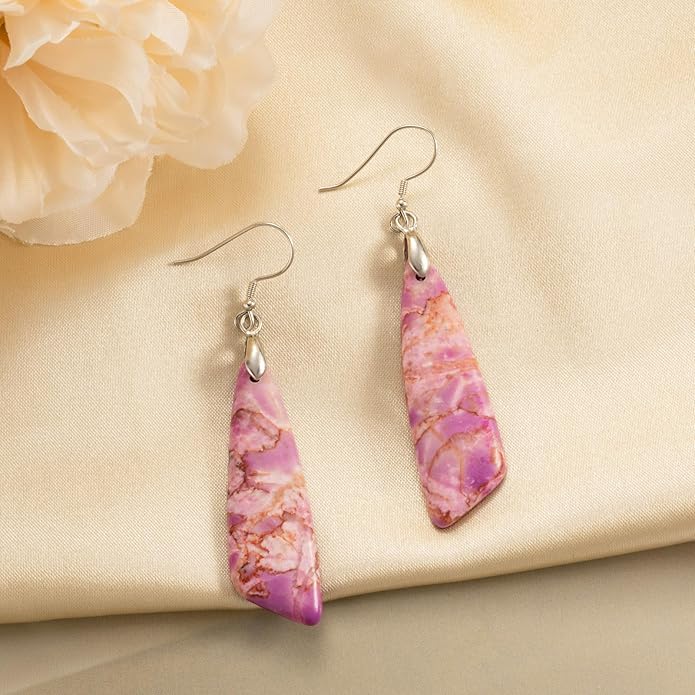 SELOVO Jasper Stone Earrings for Women Trendy Dangle Earrings Fishhook Drop Earrings