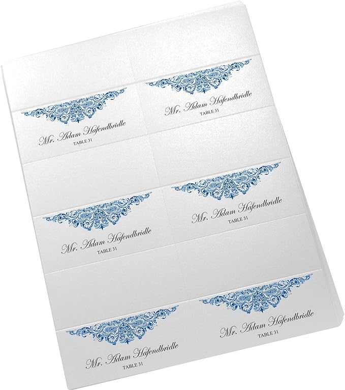 Paisley Printable Place Cards, Royal Blue (Choose Color), Set of 60 (10 Sheets), Laser & Inkjet Printers - Wedding, Party, Dinner, and Special Events - Made in the USA